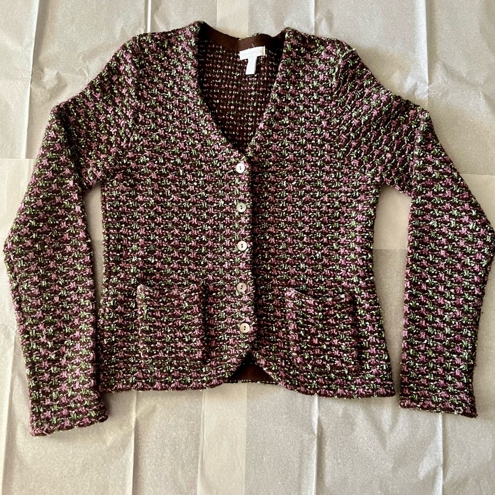 SOLD! Charter Club Brown and Pink and Green Knit Sweater